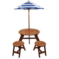 Brown Wood Round Table with Umbrella and 2 Chairs H993200