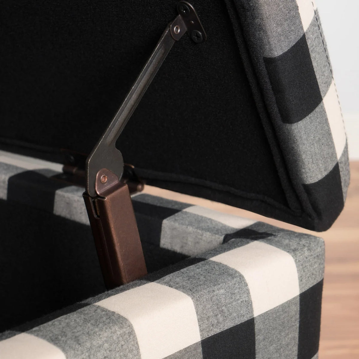 Black Checkerboard Fabric Storage Ottoman C198