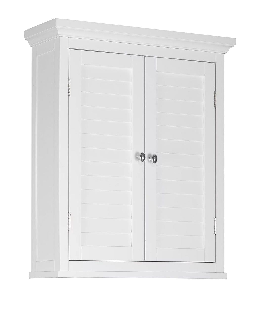 White Wooden Wall Cabinet with Shutter Doors D94758