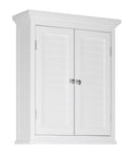 White Wooden Wall Cabinet with Shutter Doors D94758