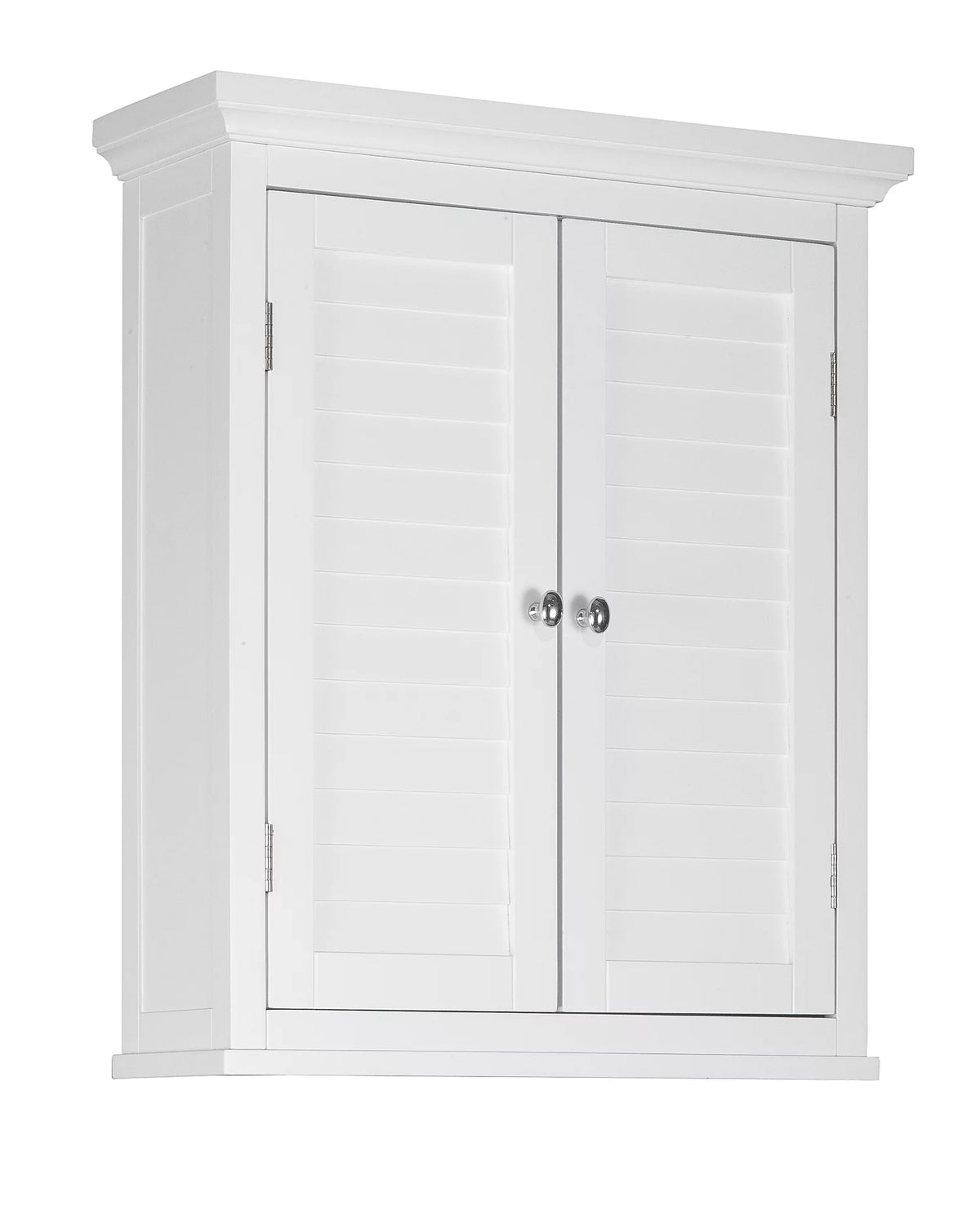 White Wooden Wall Cabinet with Shutter Doors D94758