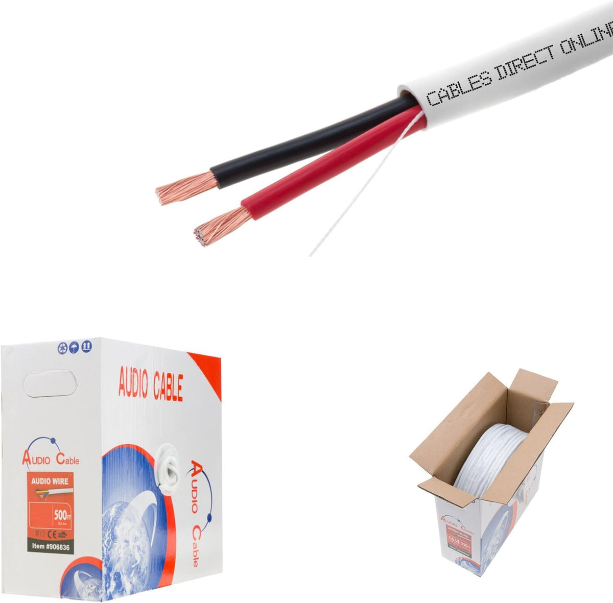 100ft 14AWG 2 Conductors CL2 Rated Speaker Cable Wire J1769
