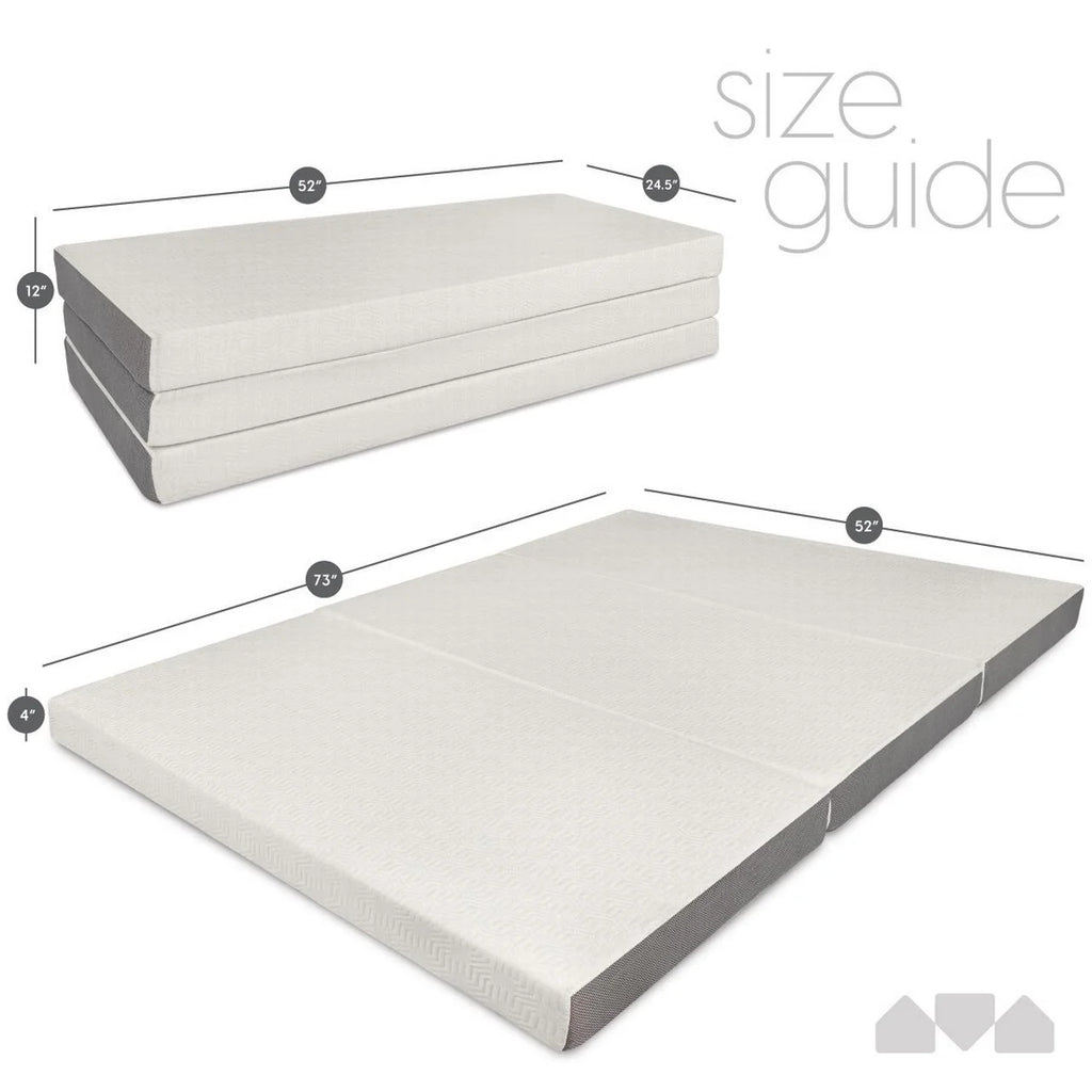 4-Inch Foam Tri Folding Mattress with Washable Cover, Full Size H541606