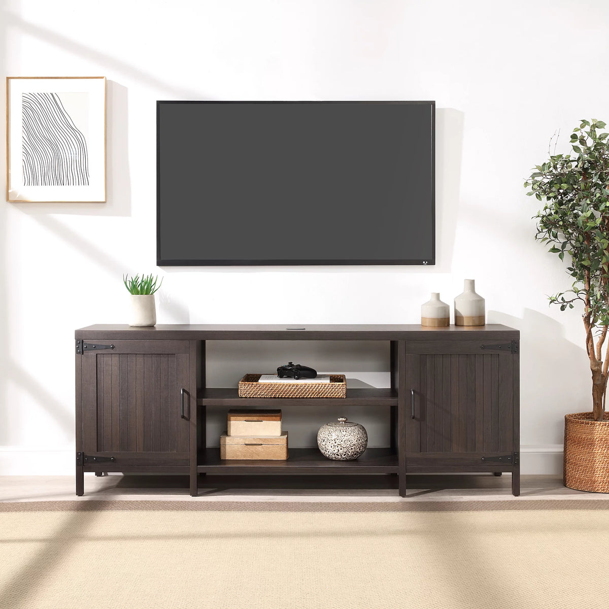 Rustic Weathered Oak TV Stand F2350