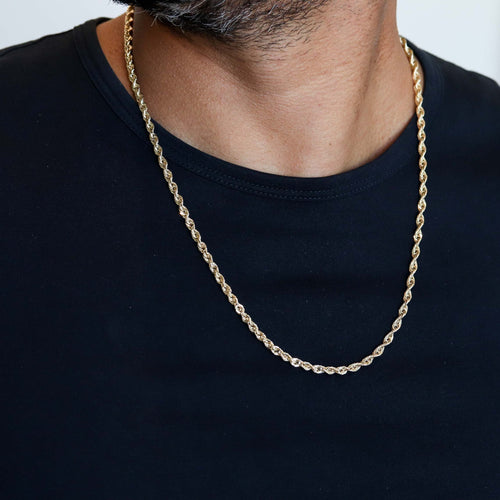 14K Solid Gold Rope Chain Necklace 4mm 16" - 24" B395663