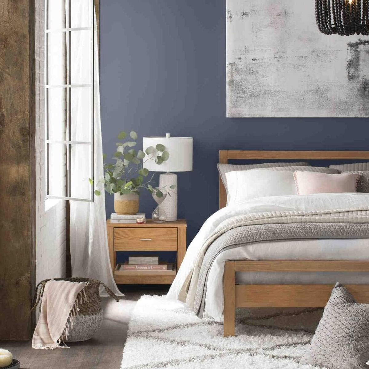 Solid Wood 1-Drawer Nightstand I61080