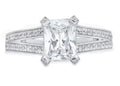 18K White Gold Emerald Cut Diamond Engagement Ring size 4 T371