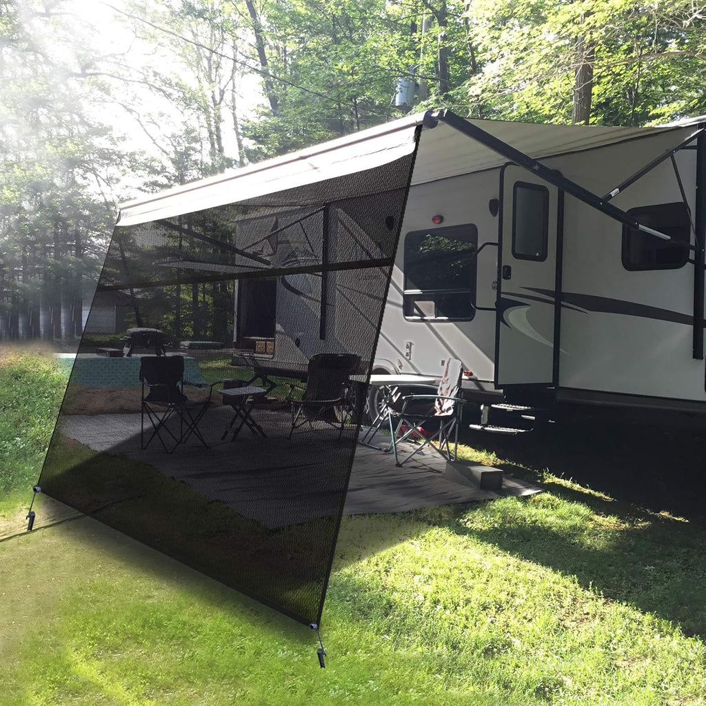Black Mesh UV Blocker RV Awning Sun Shade Screen 15' x 9' G789289