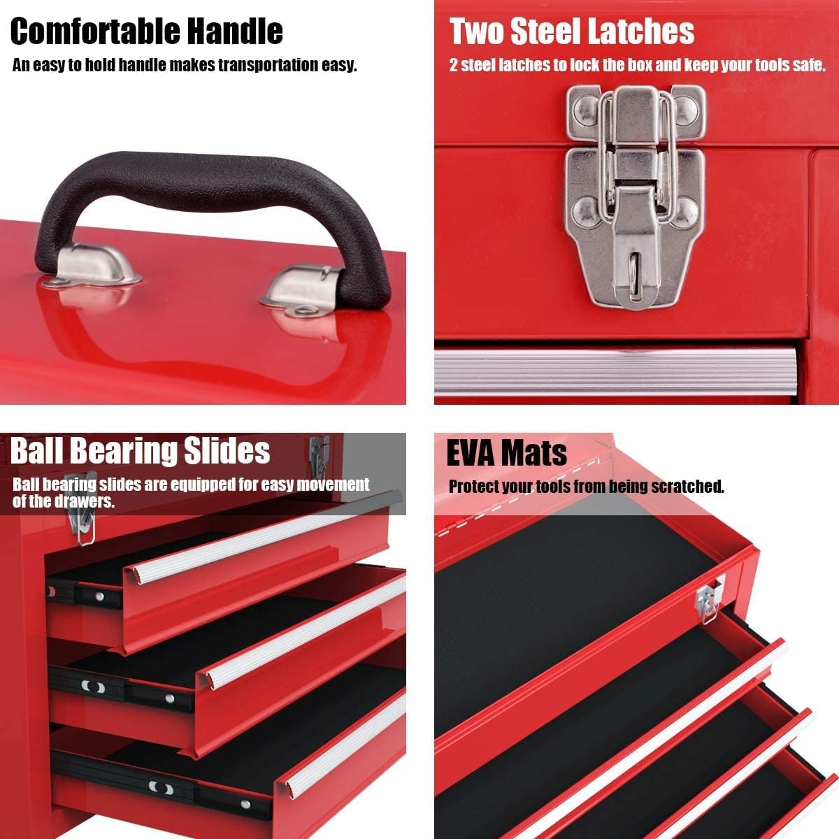 Red 20.5'' Steel Tool Box with 3 Drawers A348742