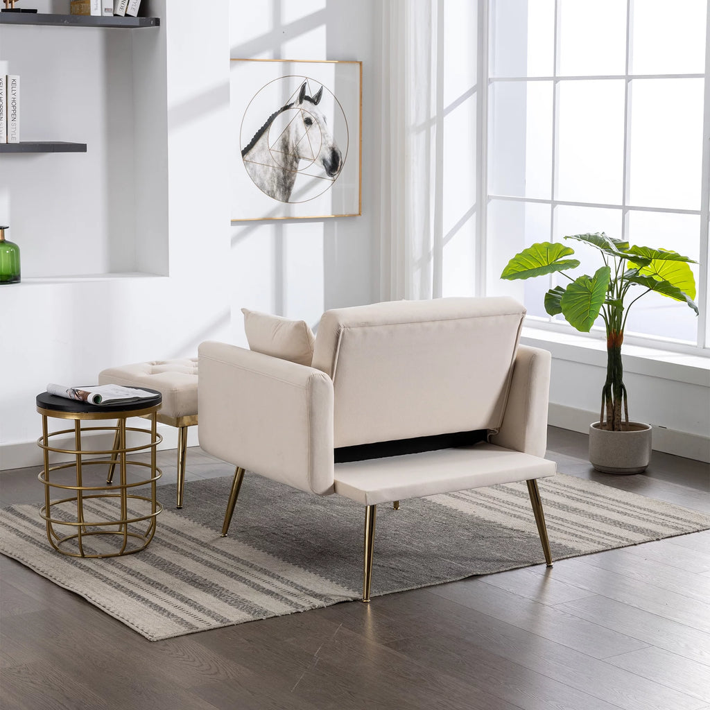 Velvet Accent Chair with Ottoman E1528