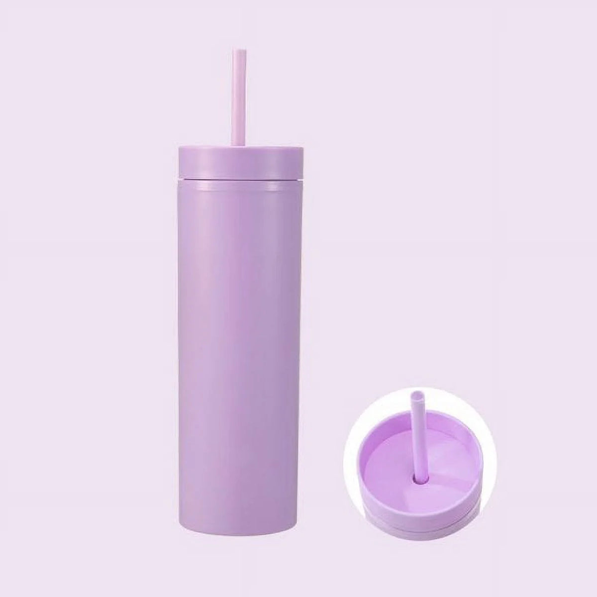 16oz Tumbler with Lid and Straw Double Wall Plastic Cup BPA Free T83885