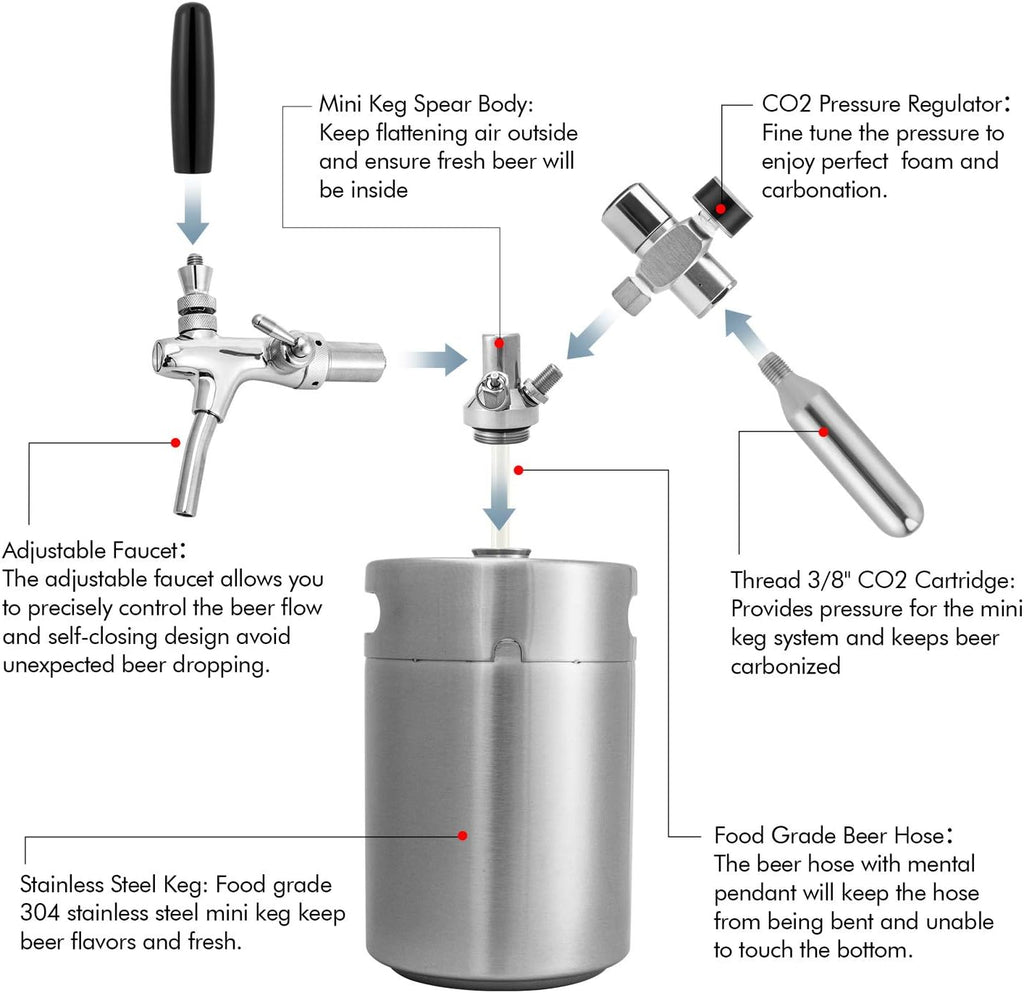 170oz Pressurized Stainless Steel Mini Keg Growler A64781