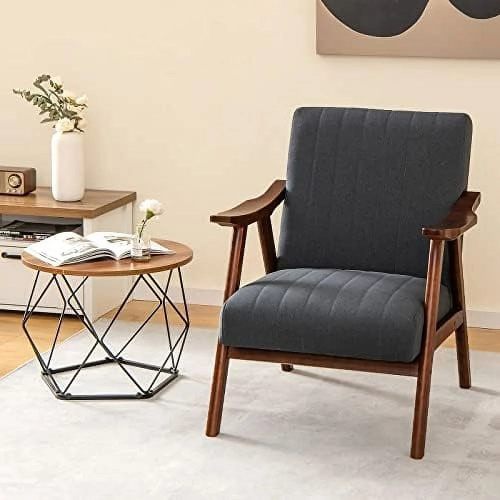 Mid-Century Modern Upholstered Accent Chair with Arms H579853