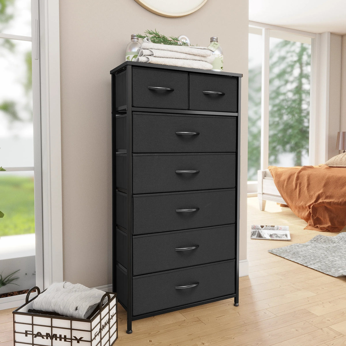 Black 7 Drawer Wood Dresser X757099