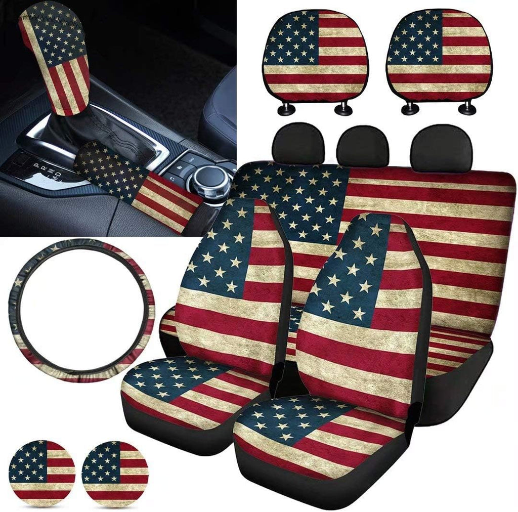 Purple Sugar Skull Car Seat Cover Set 11 PCS T50763