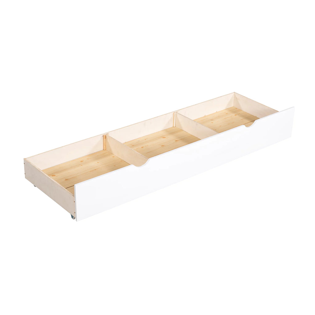 White Wooden L-Shaped Twin Over Twin Bunk Beds with Storage Drawers P522311