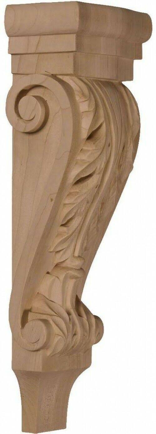 5 1/8 inchw x 3 3/8 inchd x 15 1/2 inchh Medium Acanthus Wood Corbel, Walnut V51839