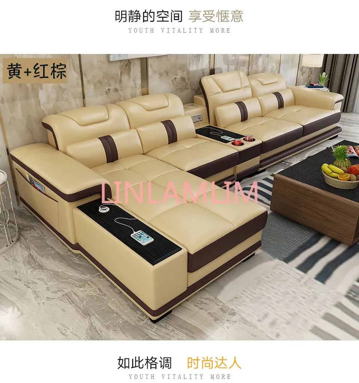 Genuine Leather Recliner Sofa Set H872
