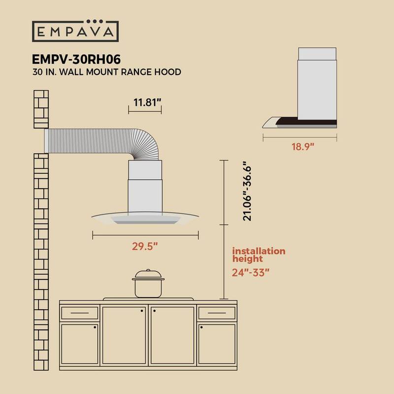 30 in. 400 CFM Stainless Steel Wall Mount Range Hood with Light B3869