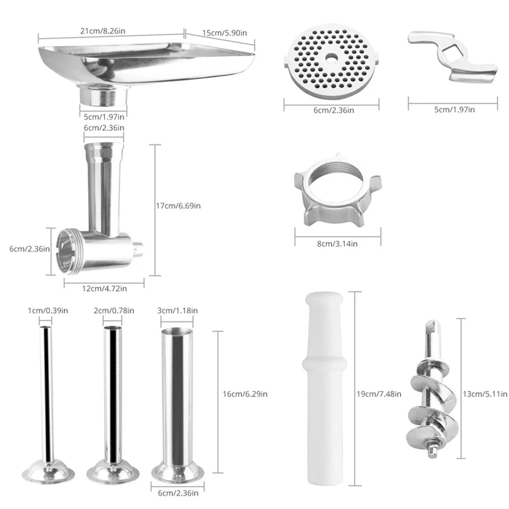 Metal Food Grinder Attachment for KitchenAid Stand Mixers with Sausage Stuffer Tubes H8789