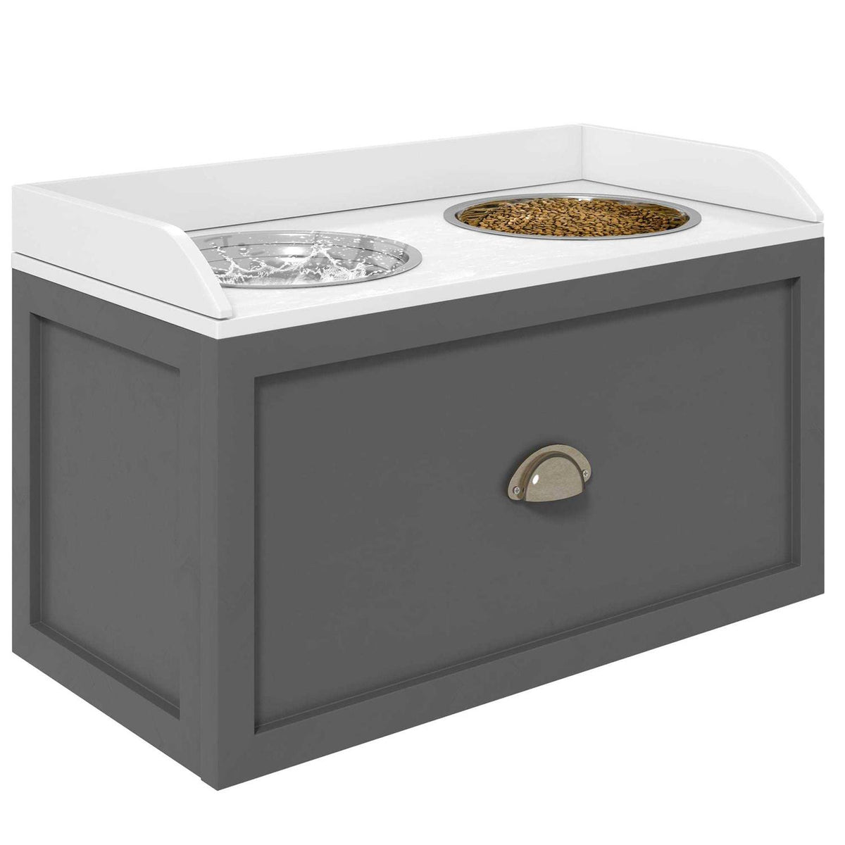 Large Elevated Dog Bowls with Storage Drawer A728