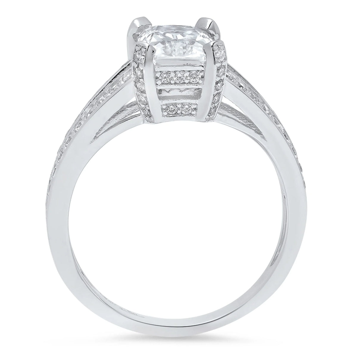 18K White Gold Emerald Cut Diamond Engagement Ring size 4 T371
