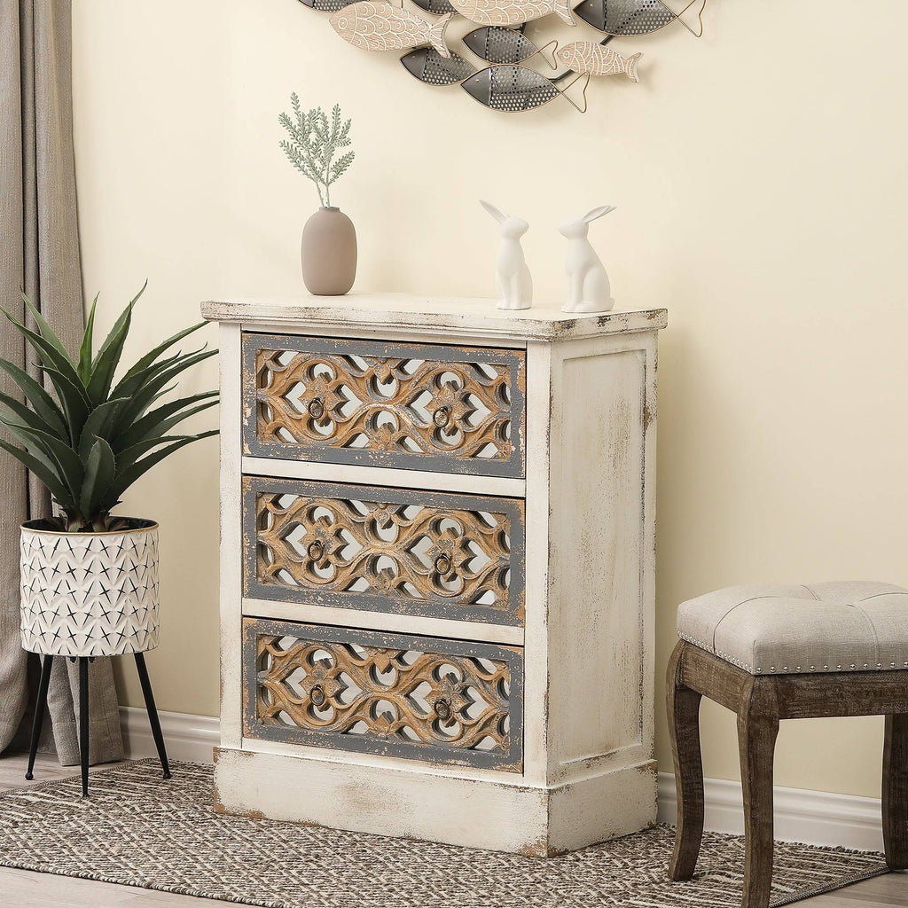 Rustic White and Natural Wood Accent Chest W204077