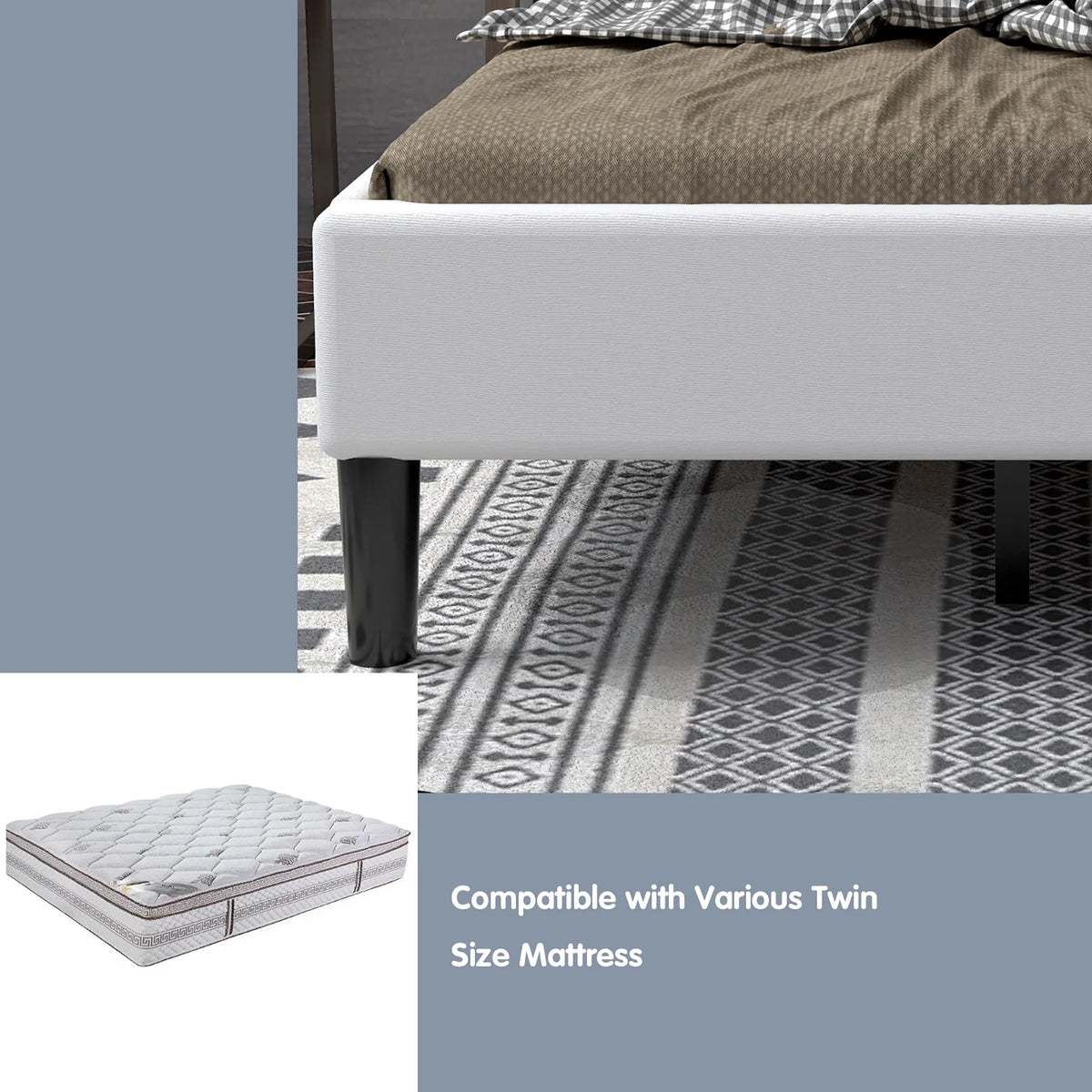 Twin Upholstered Bed Frame with Tufted Headboard Beige Z777
