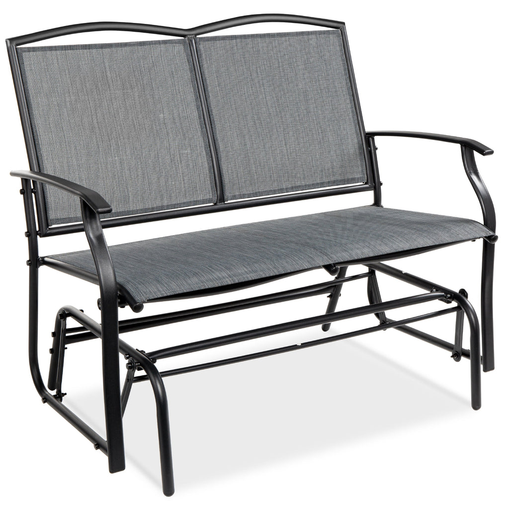 2-Person Outdoor Swing Glider Steel Patio Loveseat Gray K1044