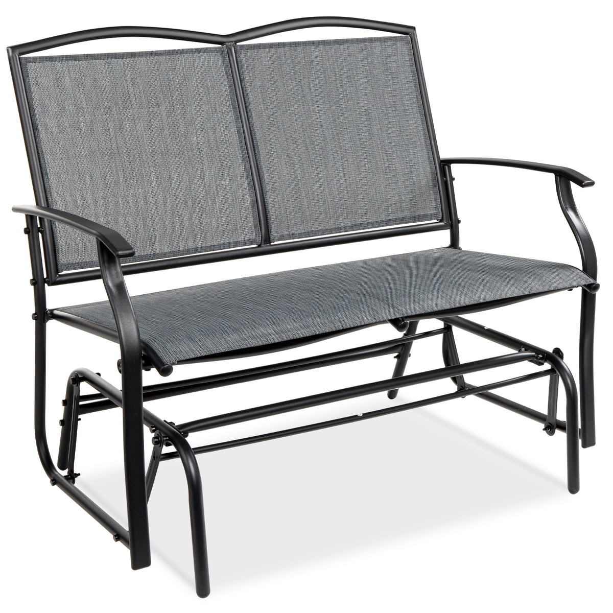 2-Person Outdoor Swing Glider Steel Patio Loveseat Gray K1044