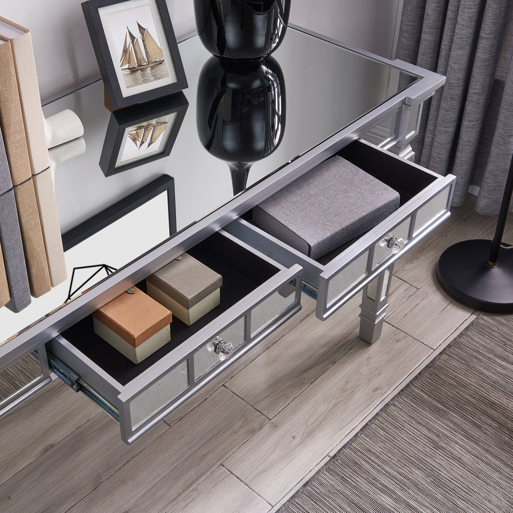 Mirrored Matte Silver Writing Desk P75863
