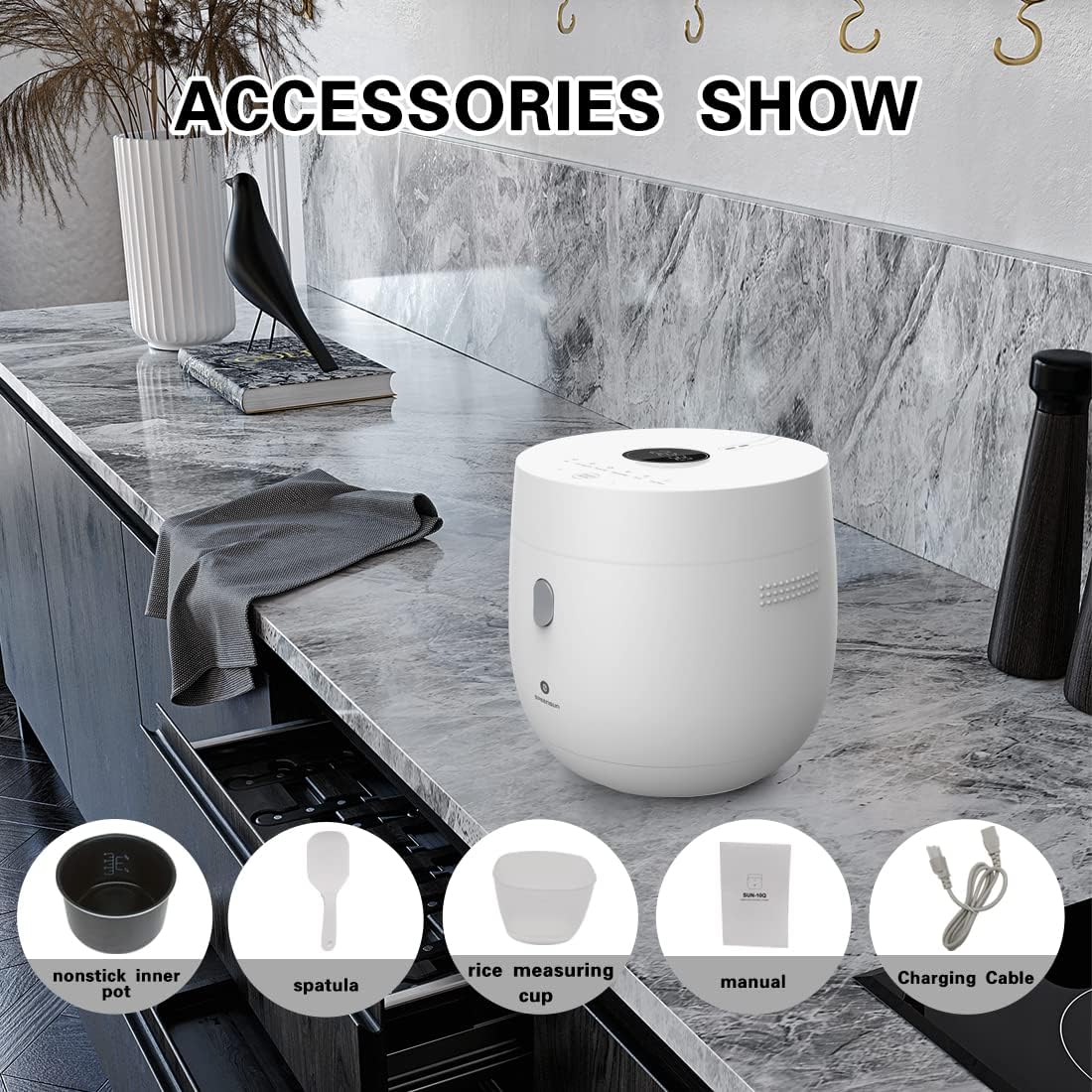 4 Cups Uncooked Digital Rice Cooker with Nonstick Inner Pot R946