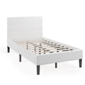 Twin Upholstered Bed Frame with Tufted Headboard Beige Z777