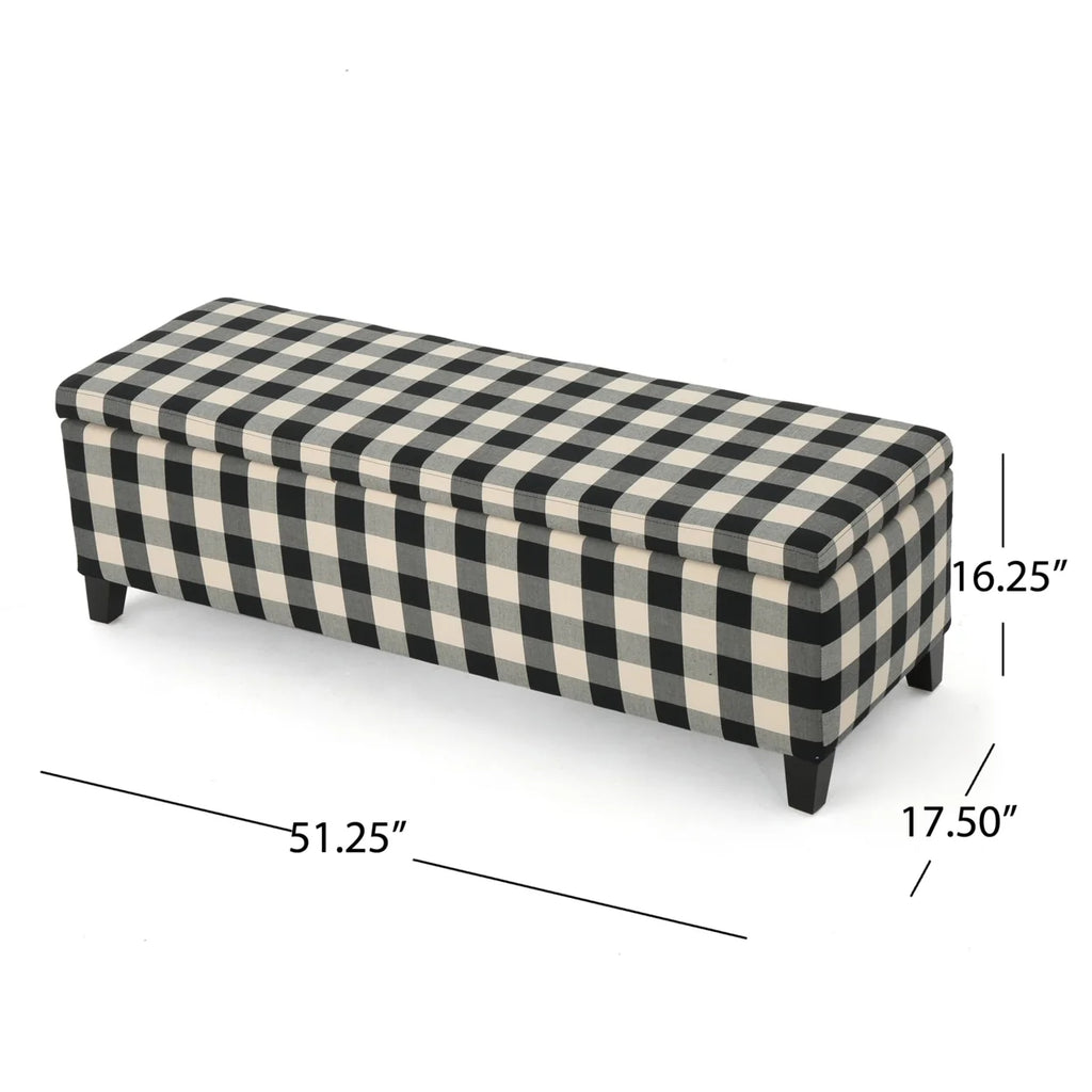 Black Checkerboard Fabric Storage Ottoman C198