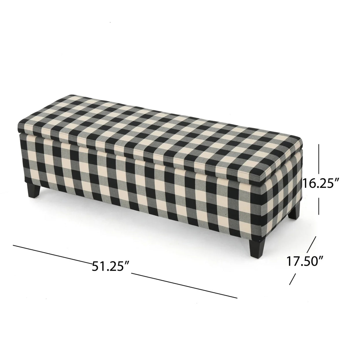 Black Checkerboard Fabric Storage Ottoman C198