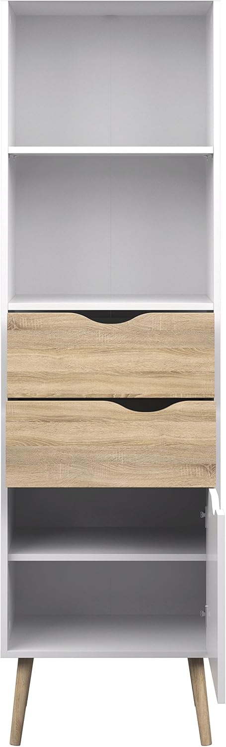 White Oak 2 Drawer 1 Door Bookcase T542502