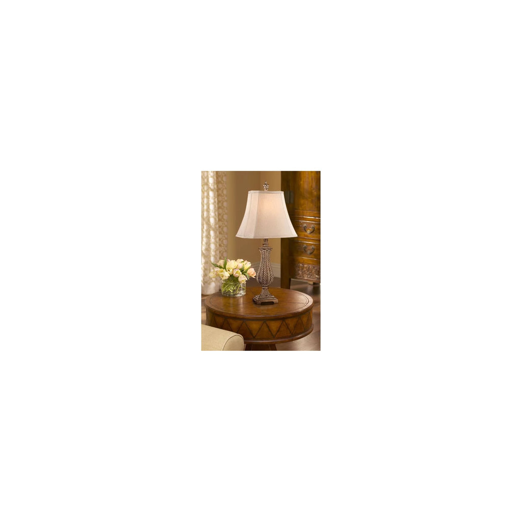 Antique Gold Table Lamp with Off White Rectangular Shade R4972