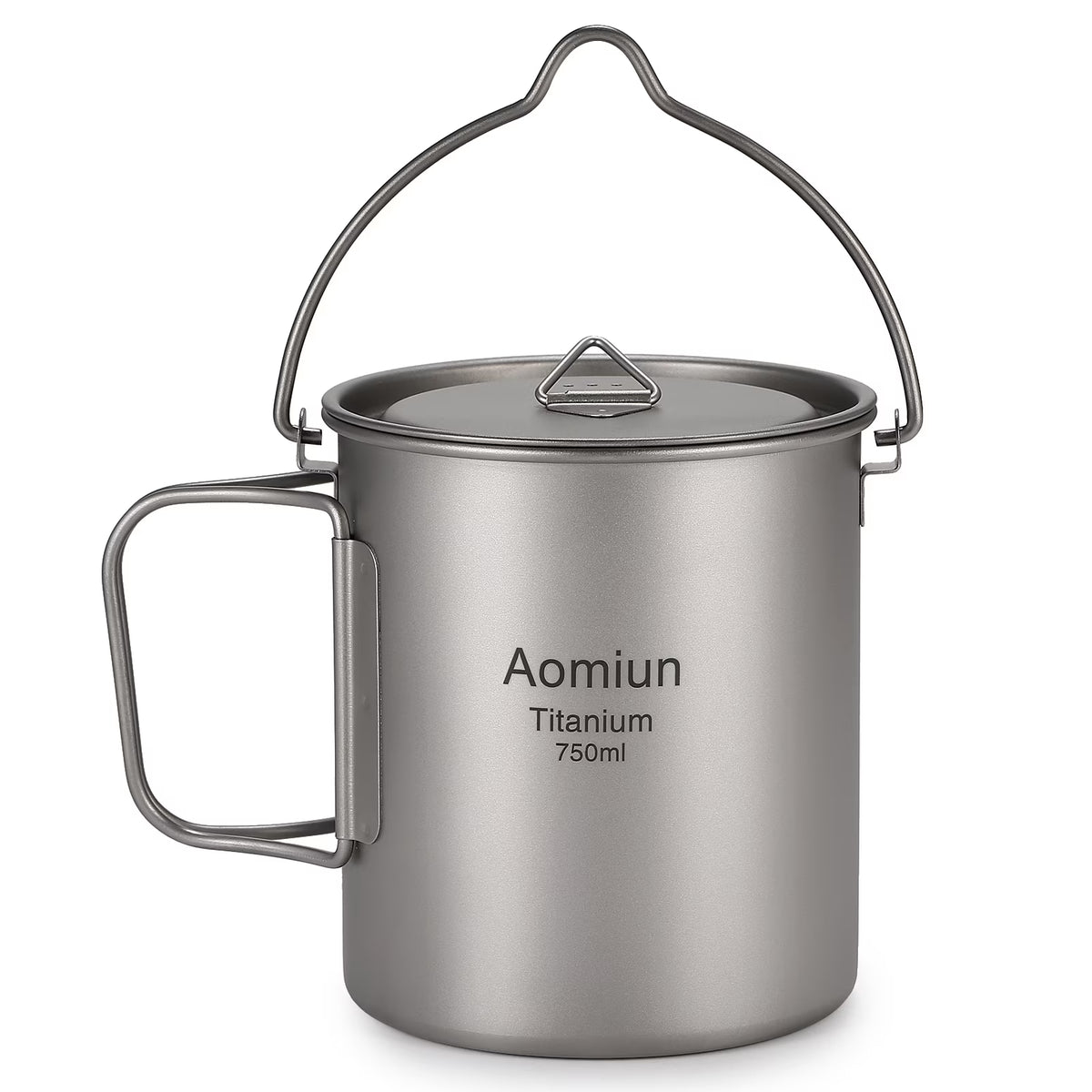 Titanium Cup 750ml Outdoor Portable Water Cup with Lid Handle D5539