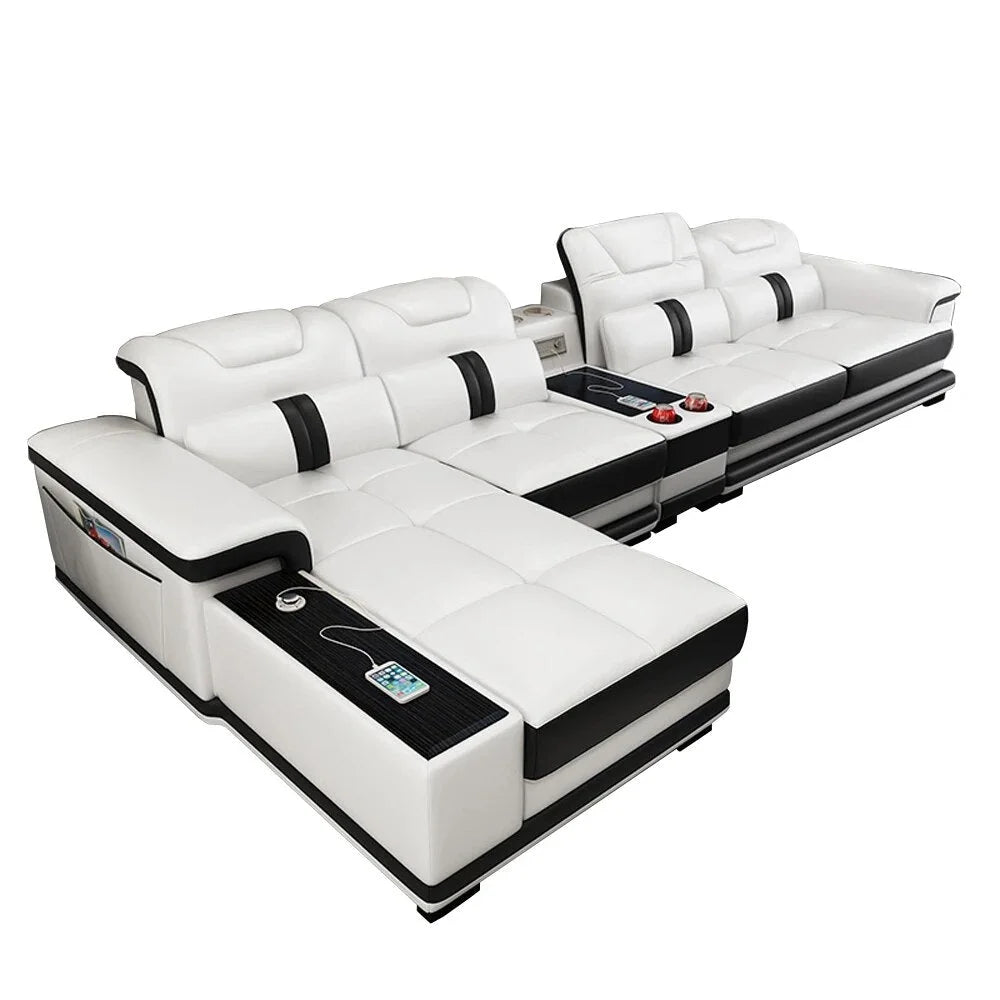 Genuine Leather Recliner Sofa Set H872