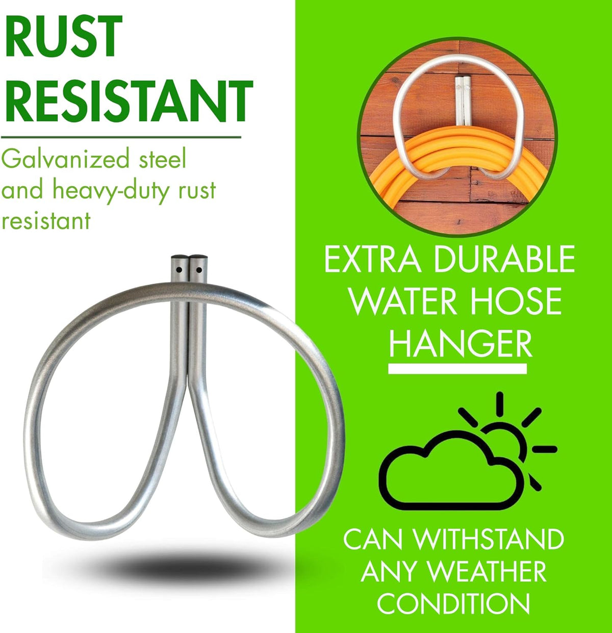 Garden Hose Holder Wall Mounted Rust Proof Galvanized Heavy Duty O1786