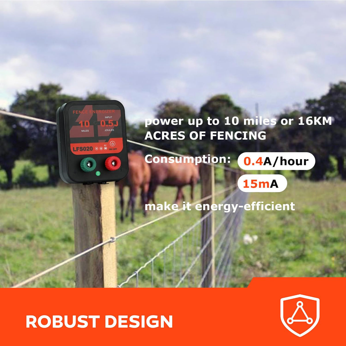 12V 0.3J 10 Miles Waterproof Electric Fence Charger Q462416
