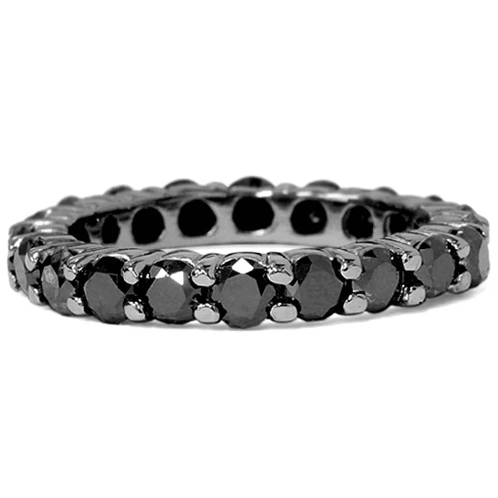2 CT Black Diamond Eternity Ring 10K Black Gold M144