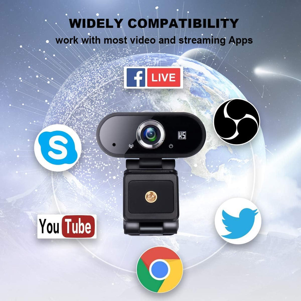 HD 1080P USB Webcam with Tripod and Privacy Cover, Pack of 2 A6355