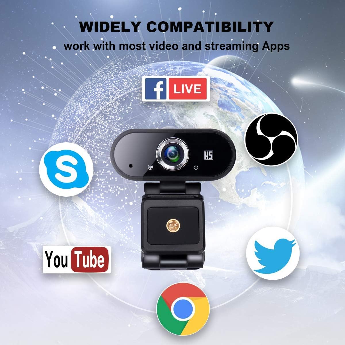 HD 1080P USB Webcam with Tripod and Privacy Cover, Pack of 2 A6355