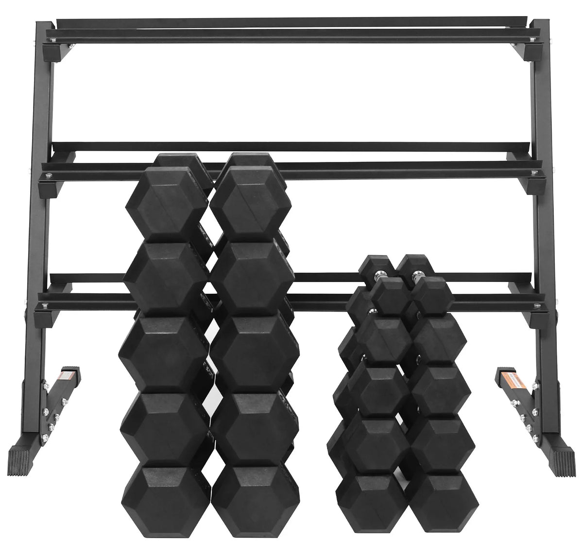100LB Rubber Coated Hex Dumbbell Weight Set with Rack U30379