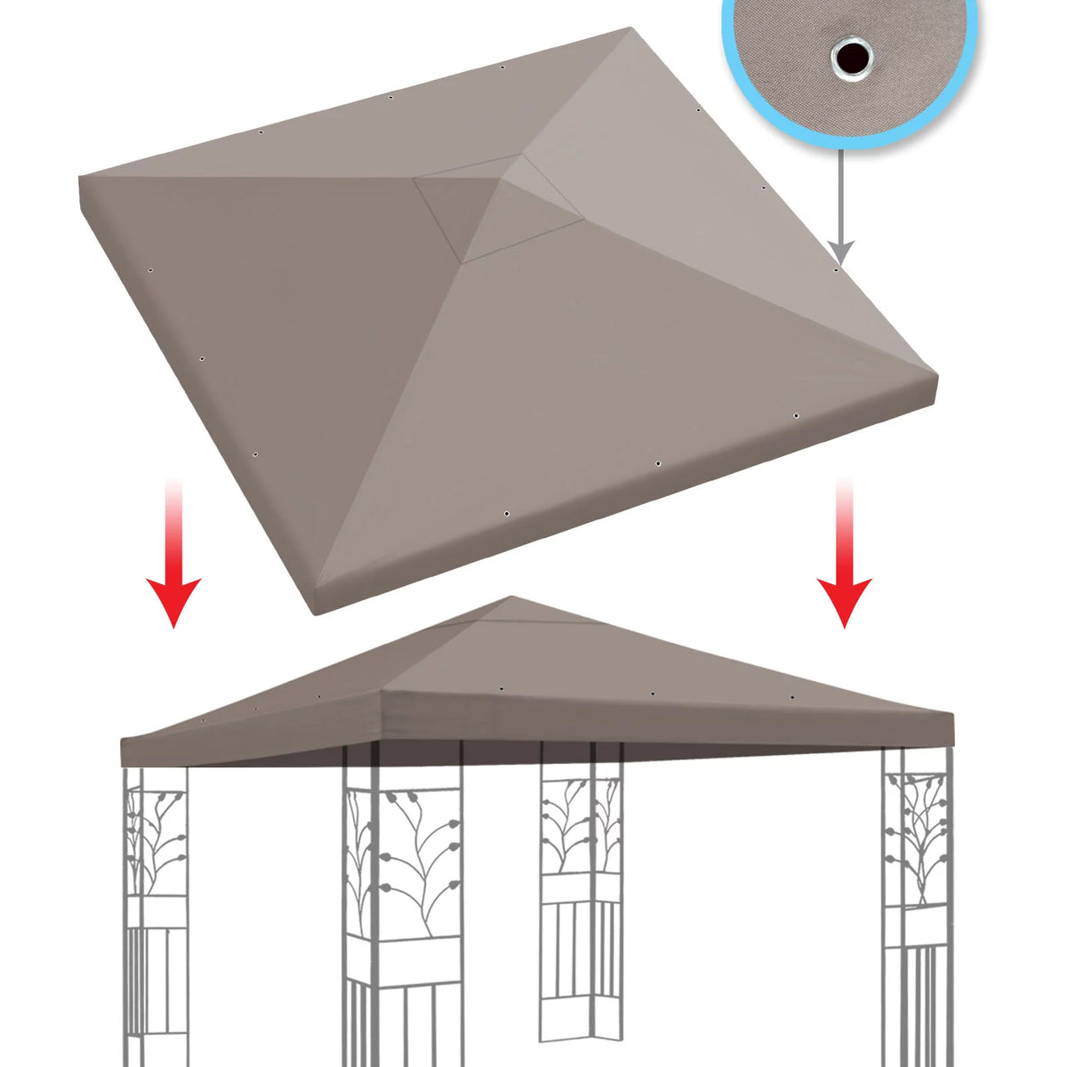 Replacement Top Cover for 10'X10' Gazebo Canopy A13558
