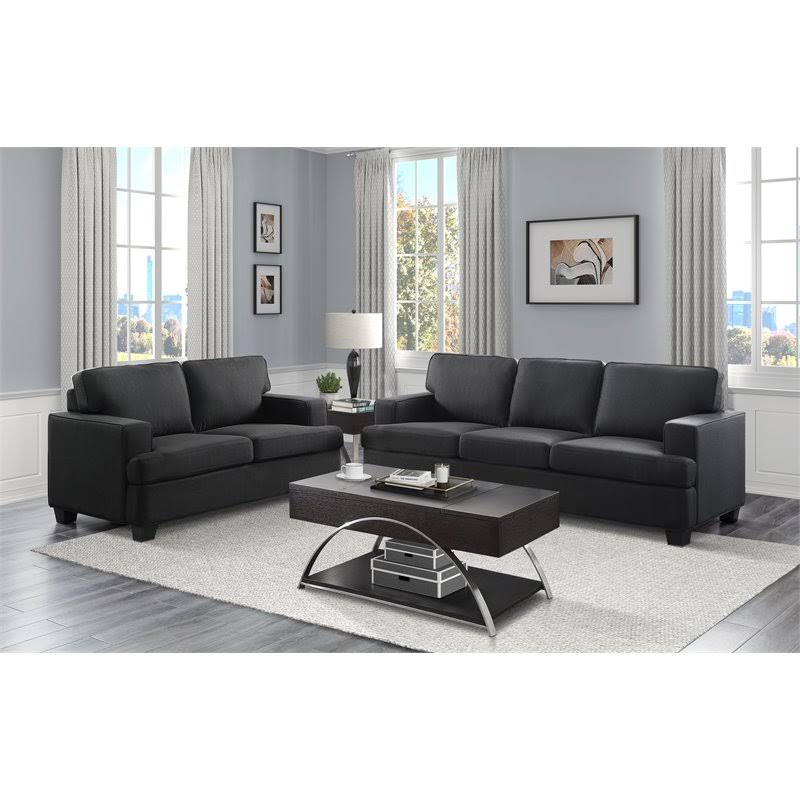Black Textured Fabric Loveseat M76920