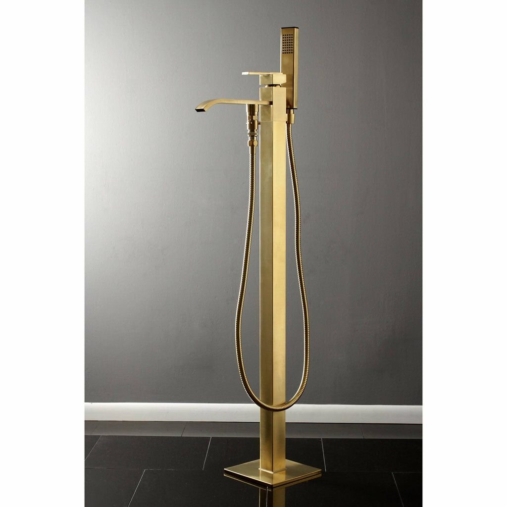 Brushed Brass Freestanding Tub Faucet with Hand Shower P25852