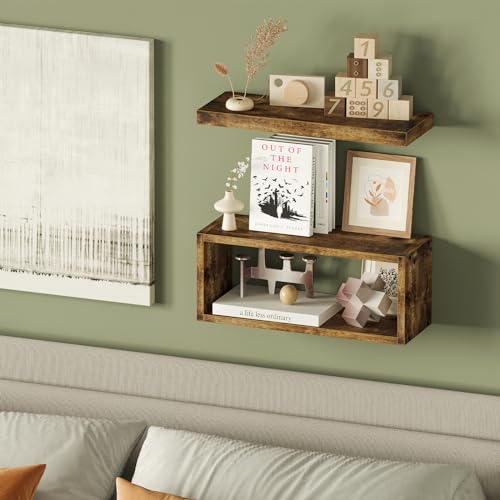 Rustic Brown Floating Shelves D35982