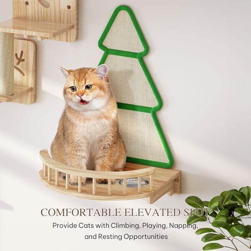 Solid Wood Wall Mounted Cat Furniture Set of 13 W86743